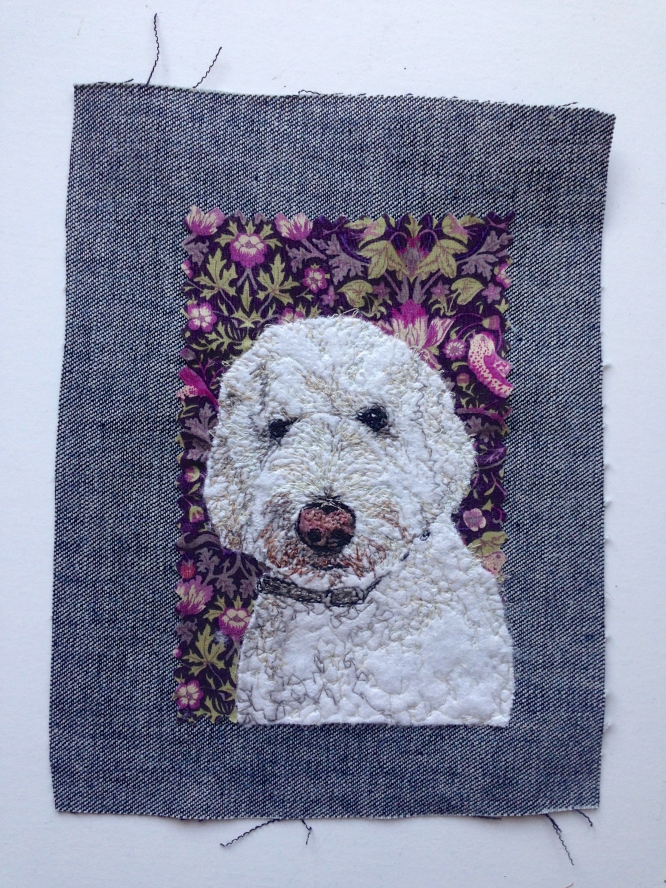 Sulley portrait: Freestyle machine embroidery, bespoke portraits